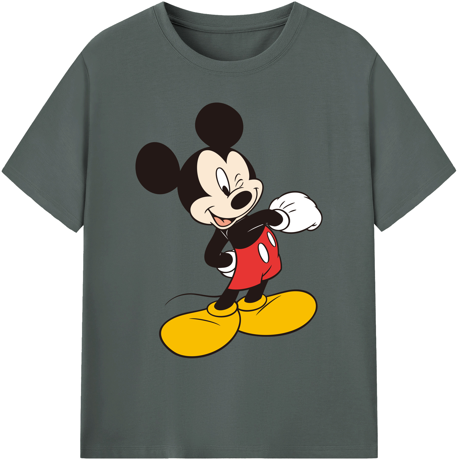 ミッキーマウス Mickey Mouse 綿100％ メンズ半袖Tシャツ｜肌触りやわらか＆通気性